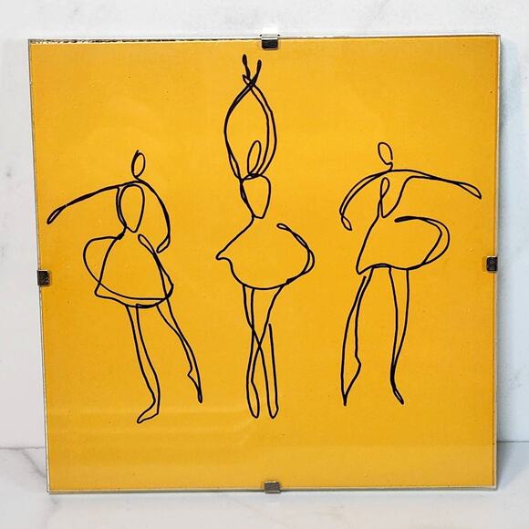 Set/4 Colorful 6x6 Ballerina Line Drawing Wall Decor Ready to Hang Acrylic Frame - Picture 4 of 6